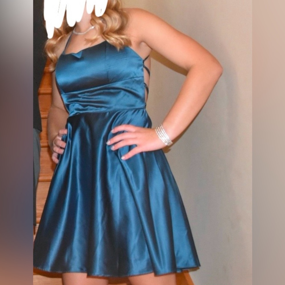 Elegant Blue Satin Dress